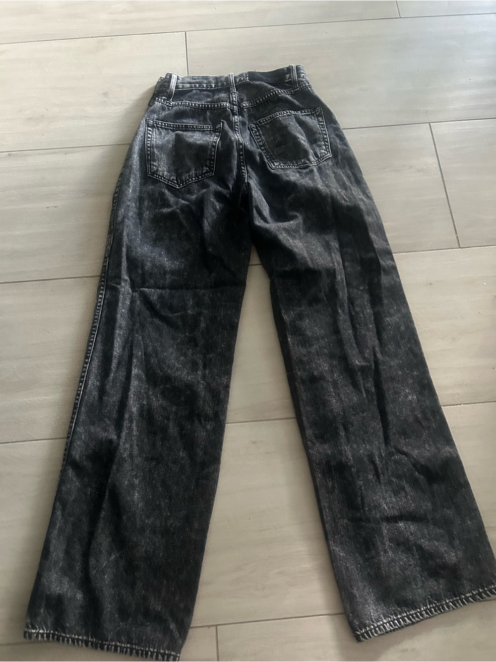 AMO Marcella Pleated Jeans Frosty Black High Rise Wide Leg size 27 - Picture 6 of 12